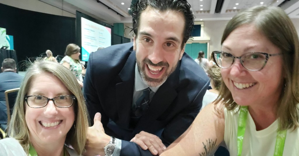 George Couros working the crowd before he begins his talk.